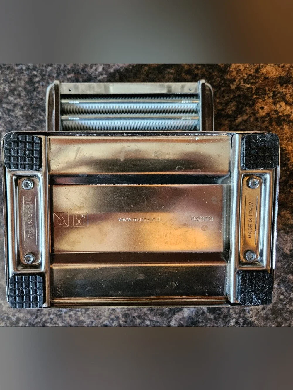 Marcato Atlas 150 Classic Line Chrome Steel Pasta Maker w/ Handle and Clamp